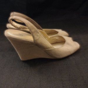 GAP Peep Toe Metallic Suede Platform Heels Pumps size 8